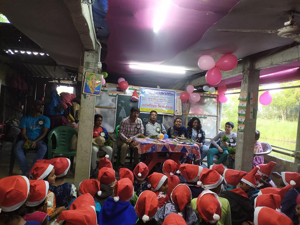 The last day of this year was spent very happily by our SAI children. Prof. A. Bhattacharya, Prof M. Nandi and Prof J. Burman spent the big day and the new year in advance with the children.