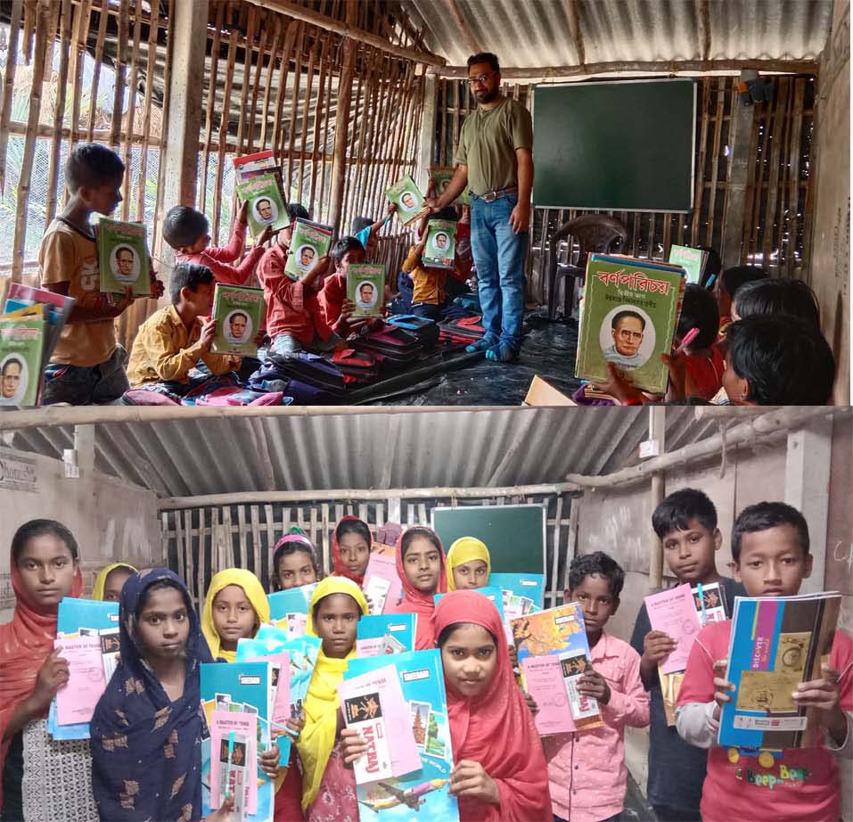 Textbooks and education materials are handed over to SAI students of Sundarban Badaban Bharati Education Centre.