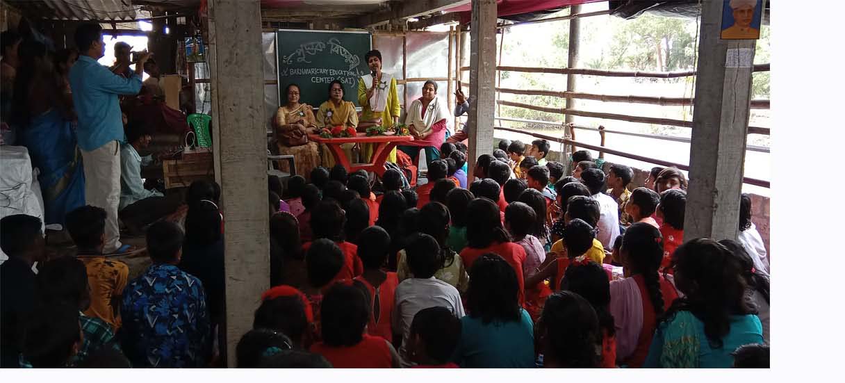 Professor Nilanjana Deb, Department of English, Jadavpur University, is giving a motivational speech to our children.