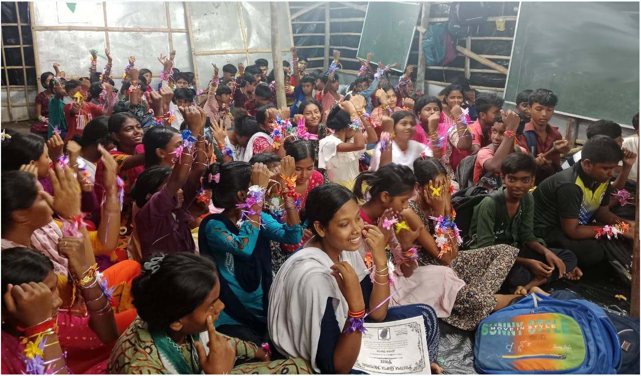 Students of Barnaparichay Education Centre are celebrating Raksha Bandhan.