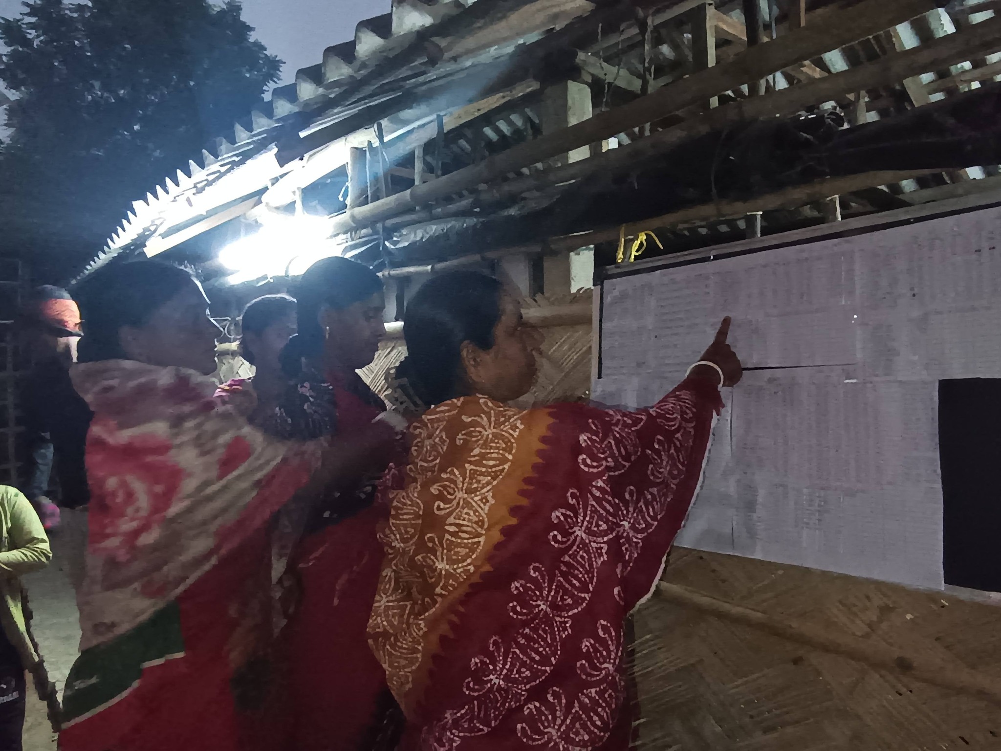 After released annual edam result list at Nonamatir Pathsala, parents are eagerly looking at the mes of the children on the list.