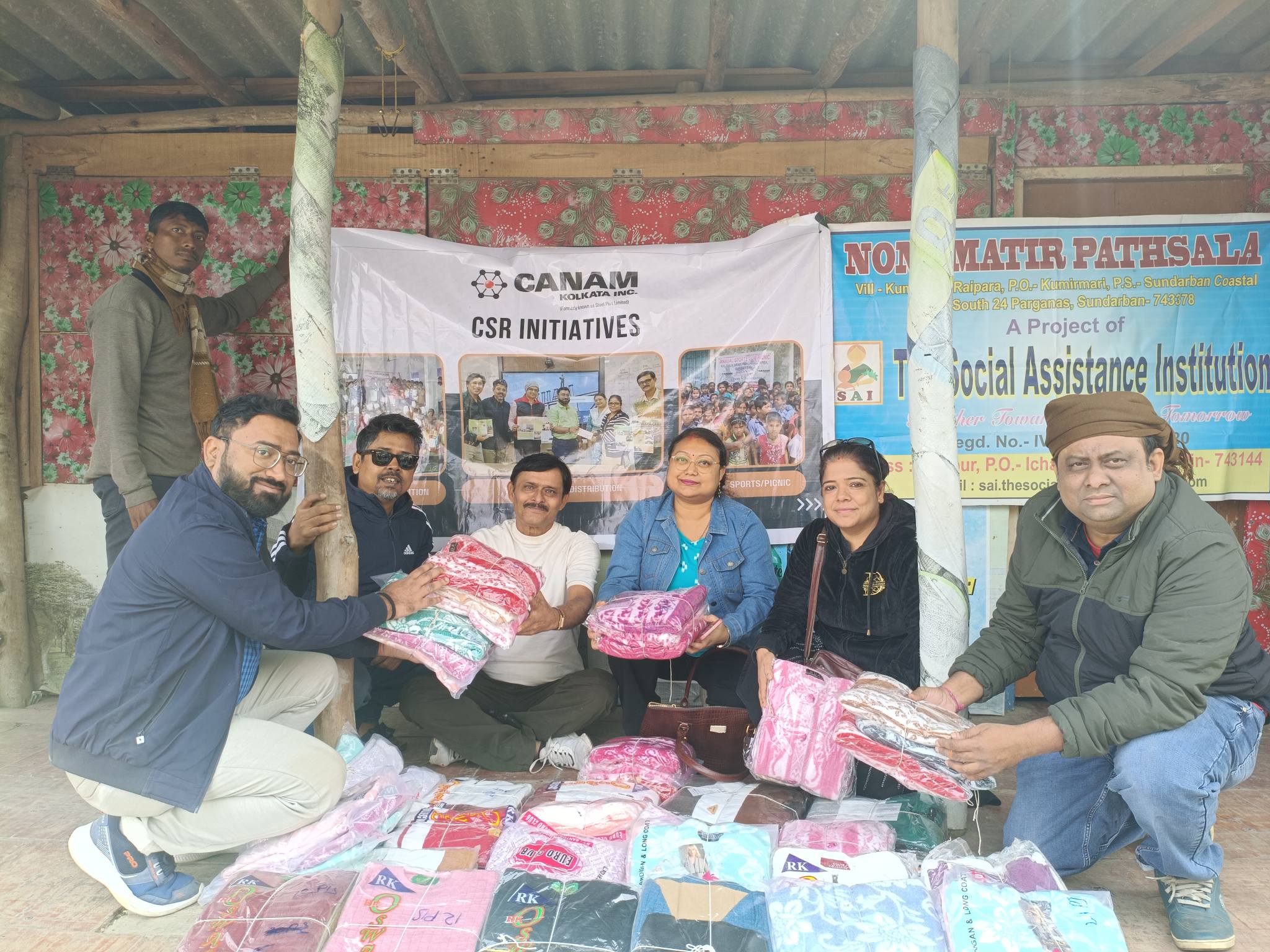 As part of CANAM Kolkata Inc.'s CSR activity, sweaters were distributed to 100 students of the Nonamati Pathshala, which is run by SAI. Many thanks to CANAM Kolkata Inc. for taking this initiative.