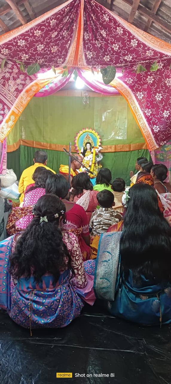 Saraswati puja is being celebrated at the Nonamatir Pathsala. Kumirmari, Sundarbans. 