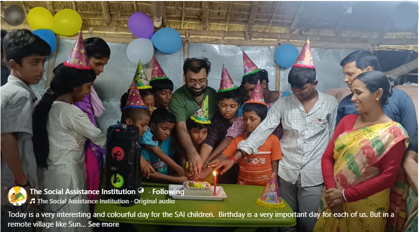 SAI run education centres children joyfully celebrate their birthday and it will continue every month. 